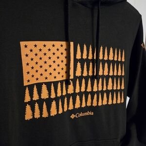 Columbia Men's Dark Green Hoodie with Orange Tree Graphic